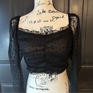 H&M sheer puff sleeves crop top size L(O)